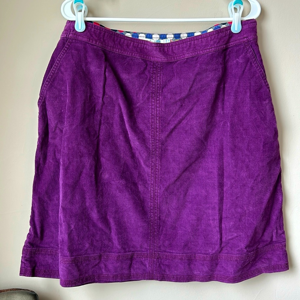 BODEN purple corduroy purple skirt size 14